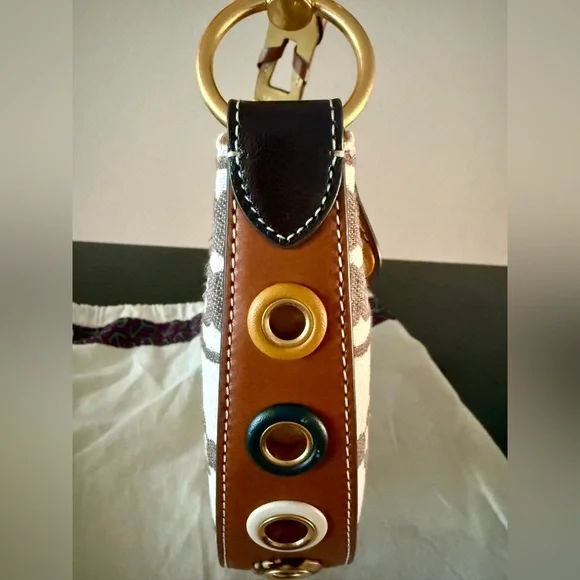 Tory Burch T Monogram Grommet Mini Crescent Crossbody Bag - Picture 2 of 13